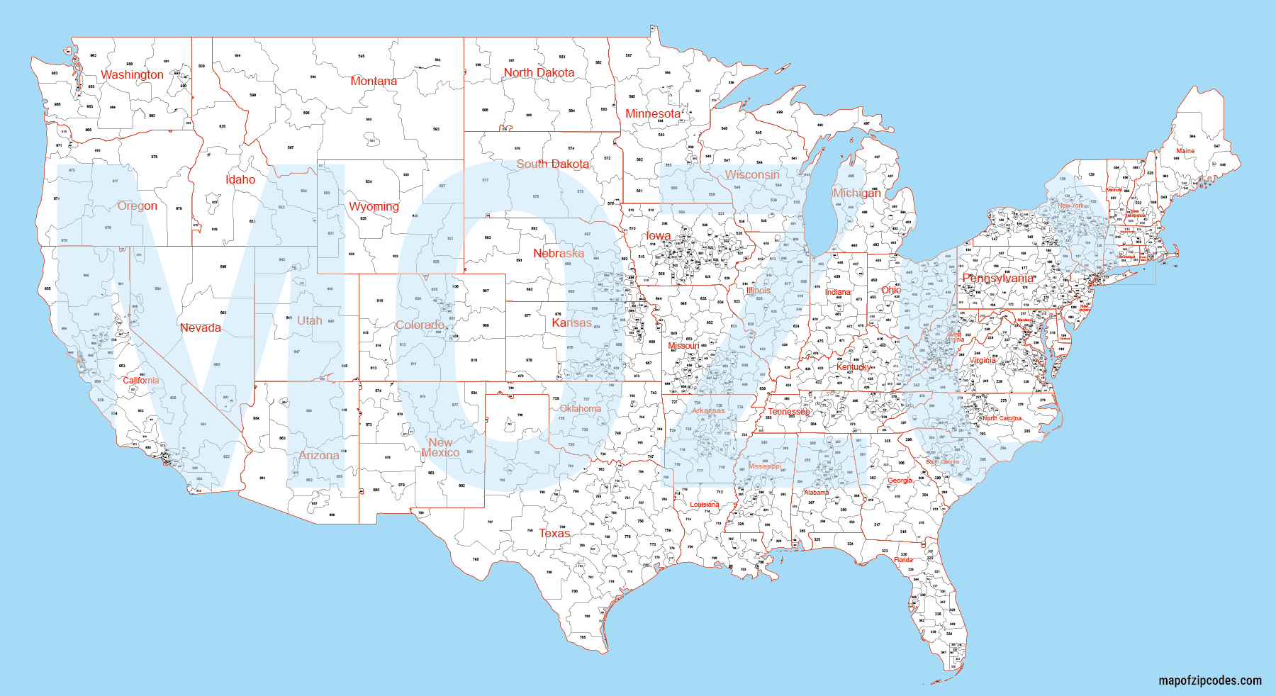 Full area code map of america
